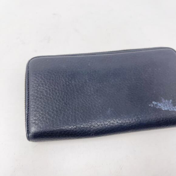 Tory Burch Black Landon Zip Around Continental Wallet Pebbled Leather Gold Tone - Picture 9 of 13